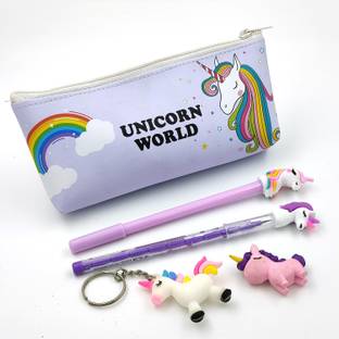 tishna Unicorn Designed Pencil Box Pouch With Accessories For Kids. Geometry Box