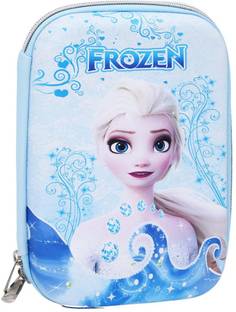 NITYA ENTERPRISE Pencil Case with Compartments Pencil Pouch for Kids (Blue Frozen Big Pouch) Geometry Box