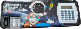SANYA TRADERS BLACK SPACE CALCULATOR PENCIL BOX FOR SCHOOL KIDS Geometry Box