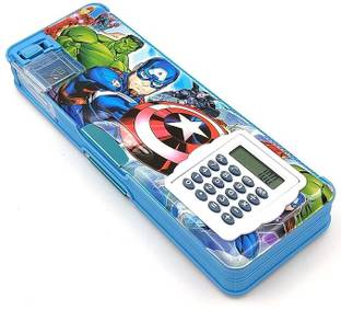 मम केयर AVENGER CALCULATOR PENCIL BOX WITH IN BUILT SHARPENER FOR SCHOOL KIDS ज्योमेट्री बॉक्स