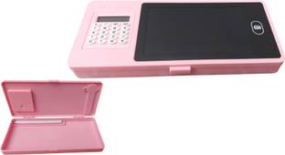 Mavin Pencil box with lcd writing pad LCD Calculator Art Plastic Pencil Box