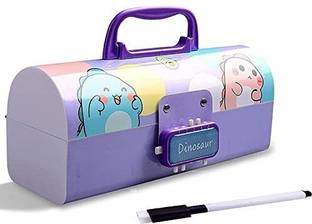 NH WORLD Kids Pen & Pencil Box Suitcase Password Lock Pencil Case, Multi-Layer Pencil Box Geometry Box