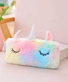 KHILONEWALA Unicorn Fur Pouch For Stationery And Make Up Accessories ( Pack Of 1 ) Geometry Box
