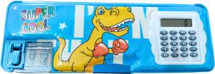 SANYA TRADERS BLUE DINO CALCULATOR PENCIL BOX FOR SCHOOL KIDS Geometry Box