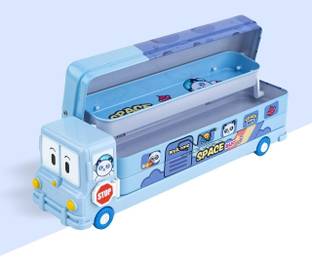 BRIZINGER School Bus Metal Geometry Box for Kids Magic Bus with Moving Tyres Geometry Box