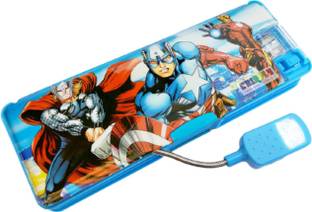 Sloies Multipurpose Magnetic Pencil Box with LED Lamp Light & 2 Side Compartment Geometry Box