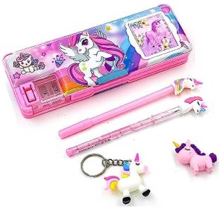 SANYA TRADERS PINK UNI CALCULATOR GEOMETRY BOX COMBO OF 5 FOR SCHOOL KIDS Geometry Box