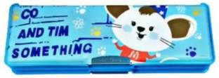 AMB Cartoon Print Blue Magnetic Geometry Box, 2 side Compartment Geometry Box