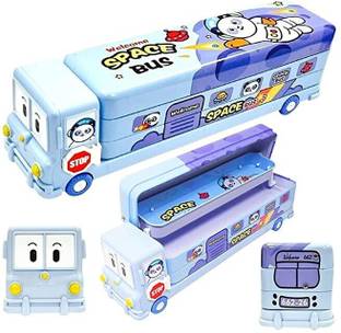 Sannu Bus Shape Pencil Box School Bus Metal Geometry Box Random color pack 1 Geometry Box