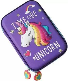 Rockjon Unicorn Pencil Pen Case Purple Colour Art Canvas Pencil Box Pouch Geometry Box