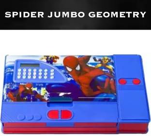 A Quints Spiderman Designed Jumbo Pencil box Inbuild Sharpener Geometry Box