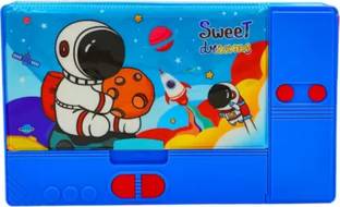 Extraposh Space Jumbo Pencil Box- Big Size|Double sided with 6 Hidden push Button Pockets Geometry Box
