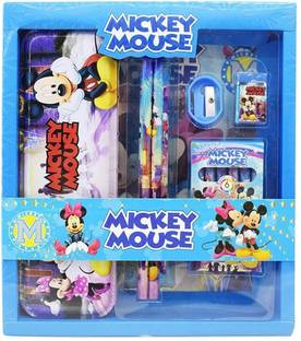 ROSEFAIR Mickey Mouse Stationery Box Pencil Pen Eraser Sharpener and Cartoon Pencil Box Geometry Box