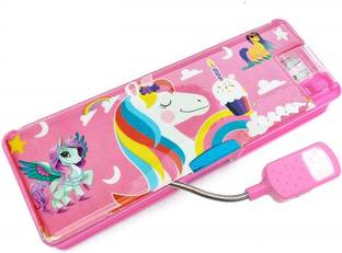 mum care Magnetic Pencil Box with Light, Dual Sharpener for Kids(Unicorn) Geometry Box