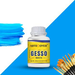 ARTECOVER GESSO WHITE (250 ml) Acrylic, Medium Texture, White Gesso for Canvas, Oil Painting, Paint Formulations, Panels, Portraits