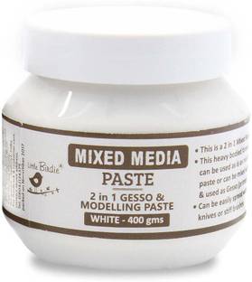 LITTLE BIRDIE Mixed Media 2 in 1 Gesso and Modelling Paste 400gm x 2, Set of 2 White Gesso for Canvas