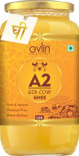 Ovlin A2 Ghee| Curd Churned Bilona A2 Ghee|Organic Ghee|A2 Cow Ghee|Gir Cow Home made Ghee Glass Bottle