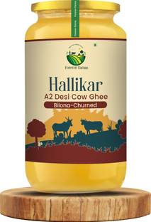 Forever Farms Hallikar A2 Desi Cow Ghee | Bilona Churned | Vedic Process | Glass Jar Ghee Mason Jar