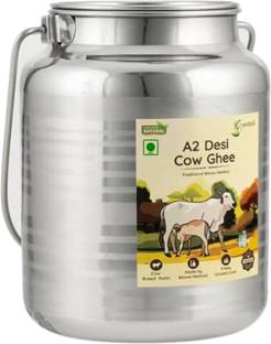 Kasutam A2 Desi Cow Bilona Ghee, Made By Traditional Bilona Method 100% Pure 5KG Ghee Glass Bottle