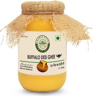 GRAMIN BYTES Buffalo Desi Ghee – 1L (905g) Ghee Glass Bottle