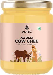 Auric A2 Desi Cow Ghee | Bilona Method | Traditional Curd Churned Ghee Glass Bottle