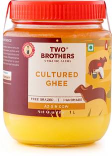 Two Brothers Organic Farms Natural Healthy & Fresh A2 Cultured Desi Gir Cow Ghee Glass Bottle