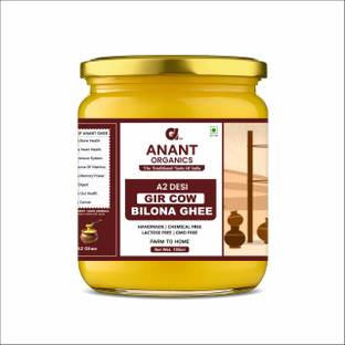 Anant Organics A2 Desi Gir Cow Ghee | Vedic Bilona Method | Grass-Fed | 100% Pure & Natural Ghee Glass Bottle