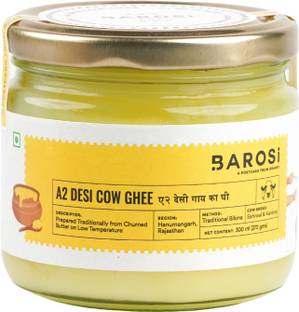 बरोसी A2 देसी काऊ घी 300 ml कांच की बोतल