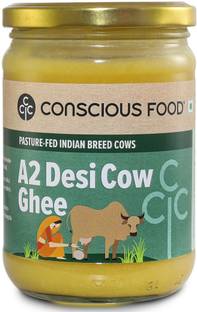 Conscious Food A2 Desi Cow Ghee 500ml | Made with Pure A2 Milk from Grass Fed Cows Ghee Mason Jar