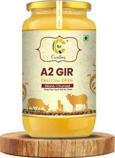 CURDLEY A2 Gir Cow Ghee - Premium Quality Desi Ghee - Made with Vedic bilona Method Ghee Glass Bottle
