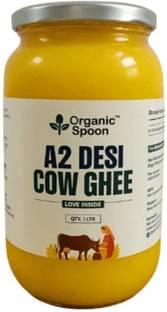 Organic Spoon A2 Desi Cow Ghee I Pure and Healthy Making with Bilona Method Ghee Glass Bottle