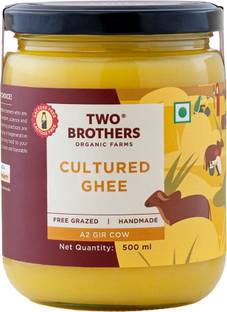 Two Brothers Organic Farms Natural Healthy & Fresh A2 Cultured Cow Gir Ghee Glass Bottle