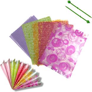 Sai Orgs Pre Cut Cellophane Sheets for mehndi cone 60pcs Cellophane Sheet, Plastic cone rolling pins Gift Wrapper