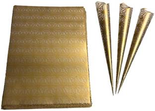 JBFHENNA Cellophane Sheet Floral Gold Sheet Gift Wrapper