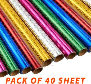 Taj Brand Plastic Holographic Metallic Gift Paper Wrapping Sheets Pack of 40 Plastic Gift Wrapper