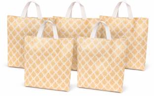 Rajlis Printed Gift Carry Bag for Return Gifts (7x9 inches (Pack of 5)) Ethnic, Vintage Non Woven Gift Wrapper