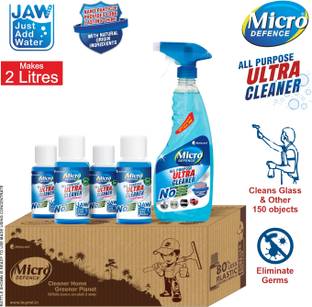 MicroDefence Glass Cleaner & All Purpose Cleaner|Cleans over 150 Objects|4x50ml Conc makes 2L