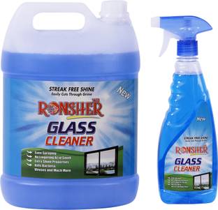 RONSHER Glass Cleaner | 5 L with 500 ml bottle Glass & Multi-Surface Cleaner
