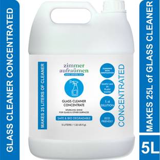 zimmer aufraumen CONCENTRATED GLASS CLEANER 5 Lit. 5 LITERS MAKE 10 LITERS of Glass Cleaner Solution @ Rs. 85 per Liter). Just Mix in Tap Water (1:1 Ratio). Economical & Ecofriendly. Kids & Pets Safe.