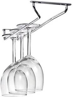 Plantex Wine Glass Rack/Holder Upside Down Glass Hanging Organizer for Pubs/Kitchen/Bars - (Single Line - Regular) Stainless Steel Wine Rack