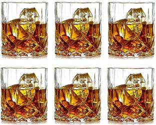 TINSUHG (Pack of 6) Crystal Clear Fancy Whiskey Scotch glass Glasses Set Glass Set Wine Glass Set Whisky Glass