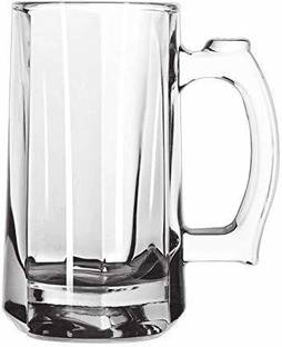 Red-Rubby Transparent Beer Mug Glass with Premium Handle-500 ml (Set of 1) Glass Beer Mug