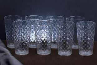 BELLERBIRD (Pack of 8) Premium Quality Unbreakable Honey Design Drinking Glass Set Water/Juice Glass