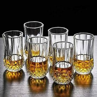 KACH POINT (Pack of 6) Diamond Juice, Water Glasses ,Whiskey Glass Juice Water Glass Tall Mug Drinking Glass Set Water/Juice Glass
