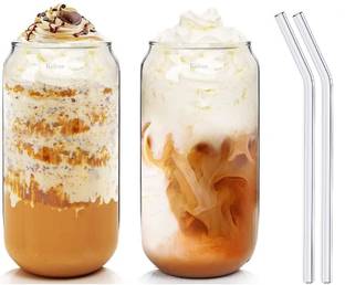 EMAILYA RETAILS (Pack of 2) Glass Sipper Tumbler Juice Milk Can Glass Set (Pack of 2) Glass Set Water/Juice Glass