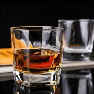 XYPHER (Pack of 6) Square Base Crystal Whiskey glasses for Water, Whisky, Scotch, Bourbon, Gin Glass Set Whisky Glass