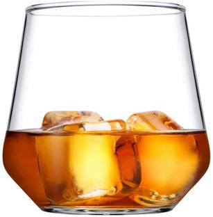 VLKMK (Pack of 4) Half Star Double New Fashioned Glasses, Perfect for Serving Scotch, Whiskey or Mixed Drinks (pack of 4 ,350ml) Glass Set Whisky Glass