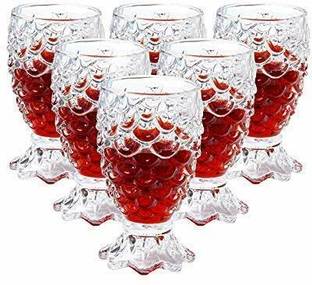 RAMOJI INTERNATIONAL (Pack of 6) 250 ml set of 06 Fancy Juice Glasses Set, Pineapple Shape Glass for Water, Coffee, Cold Drink, Cocktail, Lemonade, Wine, Whiskey, Beer, drinking glass Glass Set Water/Juice Glass