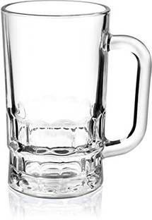 JIGSHTIAL Glass Beer Mug Glass Crystal Clear 400ml ( pack of 1 ) Glass Beer Mug