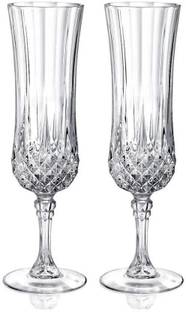TREANDCARD (Pack of 2) Premium Flute Design Wine Glass for Cocktail Red Wine Mocktail (220 ML) Glass Set Champagne Glass
